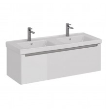 Тумба Lemark BUNO MINI 125 см под 2 раковины, подвесная, 2 ящика, цвет планки: Серый, цвет корпуса, 
