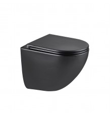 GLAZER BLACK MATT Унитаз подвесной безободковый с сиденьем микролифт,черный, LM, 9612004