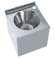 Раковина из нержавеющей стали настенная  квадратная с боковой защитой 300x300x300 мм, шт