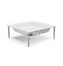 ANTIKA Поддон душевой стальной эмалированный 80х80х15 см., слив D-52мм., с подставкой