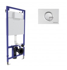 Инсталляция  для скрытого монтажа унитаза NOVUM кнопка R2 хром матовый, BERGES