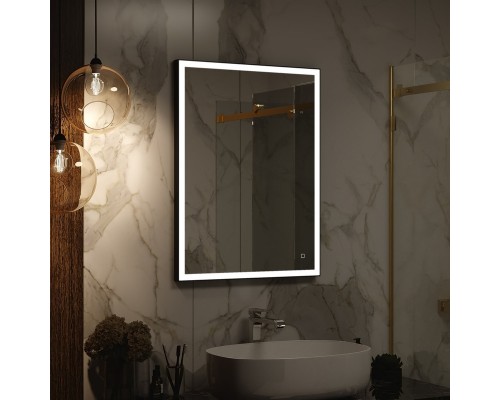 Зеркало "Solid Black LED" 600х800, реверсивное крепление