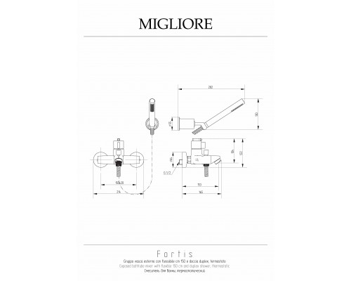 Смеситель для ванны с душем Migliore Fortis 25044 термостат хром