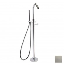 Напольный смеситель для ванны однорычажный с душевым комплектом TZAR 348503DNC никель брашированный