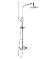 Душевая система наружнего монтажа с телескопическим тропическим душем и душевым комплектом, с изливо