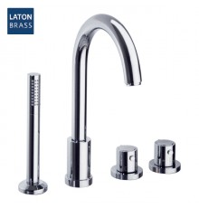 Термостатический смеситель на борт ванны однорычажный с изливом и душевым комлектом AROLA 263303TM