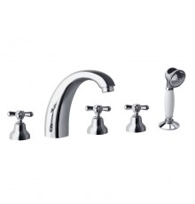 Смеситель вентельный на борт ванны с душевым комплектом и изливом GAUDI 3132CG