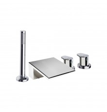 Термостатический смеситель на борт ванны однорычажный с изливом и душевым комлектом ALEXIA 363303TM