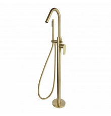 Напольный смеситель для ванны однорычажный с душевым комплектом ALEXIA 368503DOC золото брашированно