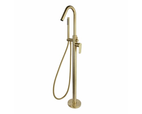 Напольный смеситель для ванны однорычажный с душевым комплектом ALEXIA 368503DOC золото брашированно