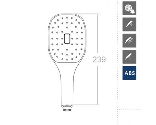 Душевая лейка овальная кнопка 3 режима ABS 4913К3