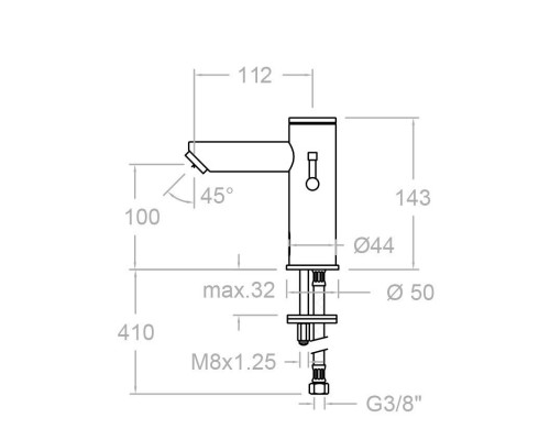 Смеситель для раковины сенсорный с блоком питания Soltronic 8115B