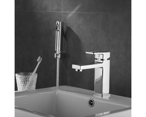 Смеситель для раковины с гигиеническим душем Shevanik S8271, хром
