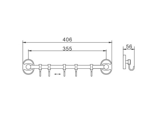 Планка с крючками FRAP F1915-5, хром