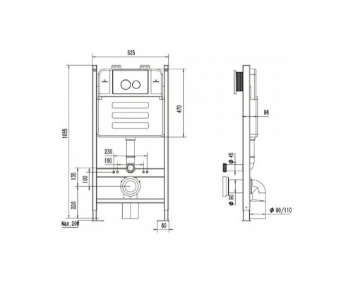 Инсталляция для подвесного унитаза Maretti AC11P5014, без клавиши