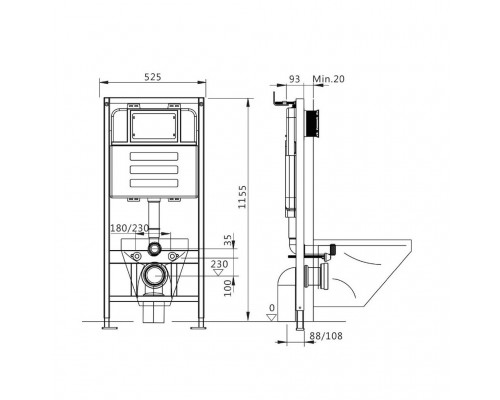 Комплект Maretti 3 в 1: унитаз UM10PBM76-844, инсталляция AC11P5211, кнопка AC12SF-015