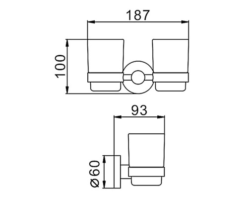 Стакан для ванной двойной FRAP F30208, черный