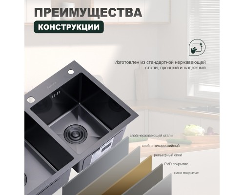 Кухонная мойка Splenka S706.7843.09, графит