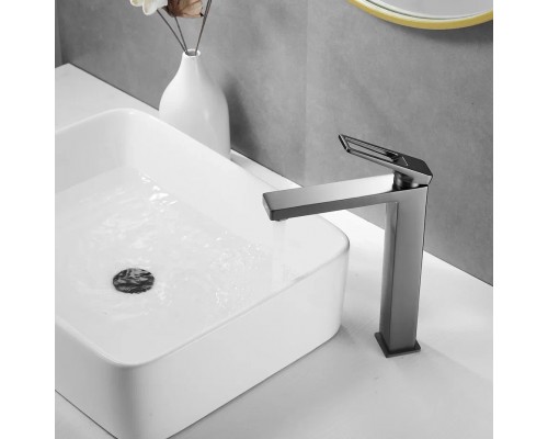 Смеситель для раковины Shevanik S6811T, оружейная сталь