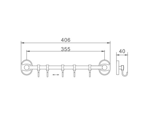 Планка с крючками для полотенец D-Lin D288700-5, хром