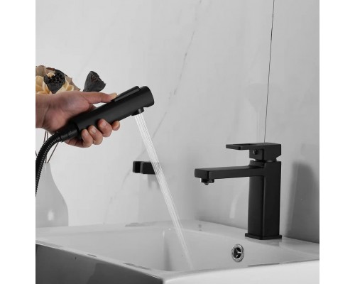Смеситель для раковины с гигиеническим душем Shevanik S8271H, черный