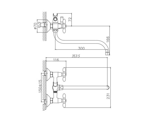 Смеситель для ванны Cron CN22127-12, зеленый