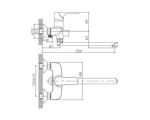Смеситель для ванны Cron CN22172, хром
