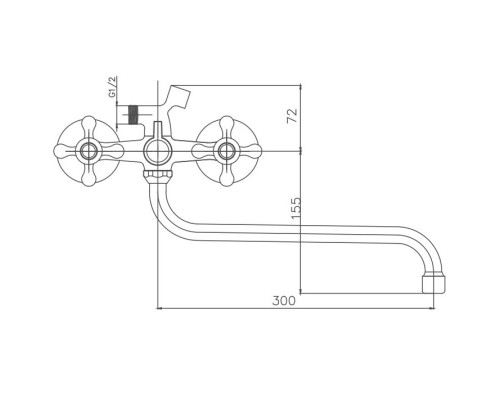 Смеситель для ванны Cron CN2208-8, белый