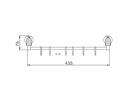 Планка с крючками FRAP F3315-6, хром
