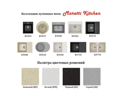 Кухонная мойка Maretti Китчен KT425-BL, черный