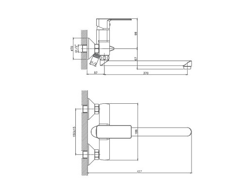 Смеситель для ванны Cron CN22129, хром