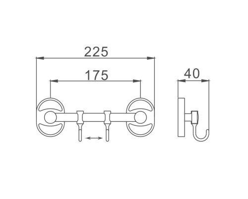 Планка с крючками для полотенец D-Lin D288700-2, хром
