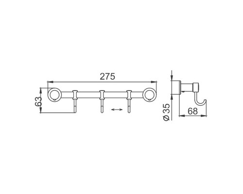 Планка с крючками FRAP F205-3, хром