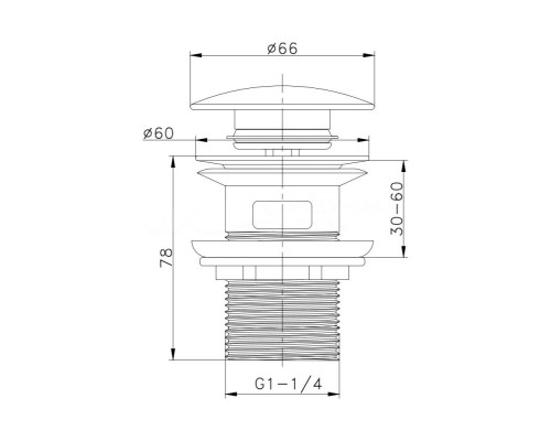 Донный клапан для раковины с переливом Maretti AC19P24015, хром
