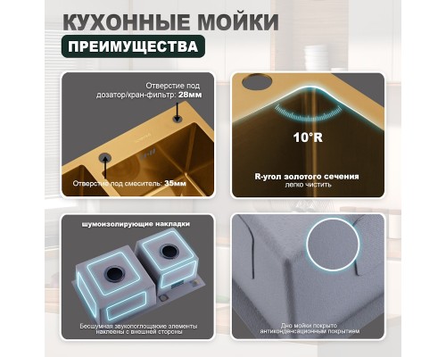 Кухонная мойка Splenka S706.7843.03, золотой сатин