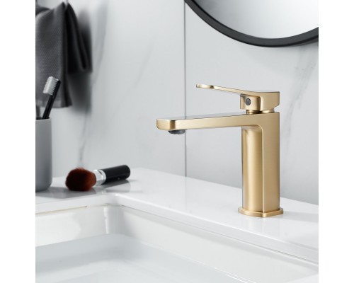 Смеситель для раковины Shevanik S9901G, золотой сатин