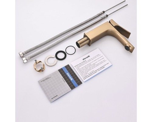 Смеситель для раковины Shevanik S6101G, золотой сатин