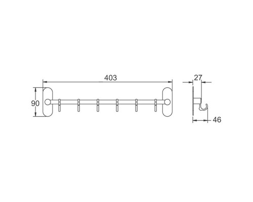 Планка с крючками FRAP F3816-6, хром
