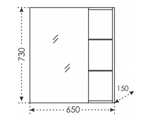 Зеркальный шкаф 65x73 см белый глянец R/L Санта Дублин 123004