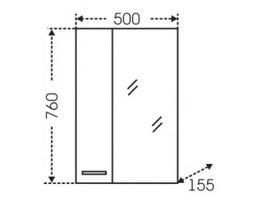 Зеркальный шкаф 50x76 см белый глянец Санта Омега 107001