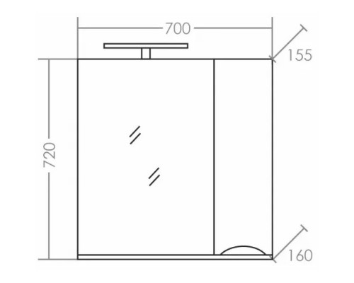 Зеркальный шкаф 70x72 см белый глянец Санта Сатурн 700274