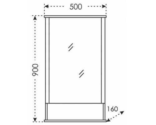 Зеркальный шкаф 50x90 см белый глянец R Санта Вегас 700177