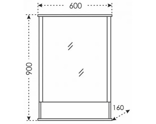 Зеркальный шкаф 60x90 см белый глянец R Санта Вегас 700178