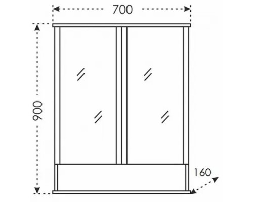 Зеркальный шкаф 70x90 см белый глянец Санта Вегас 700179