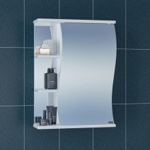 Зеркальный шкаф 55x70 см белый глянец Санта Волна 101010