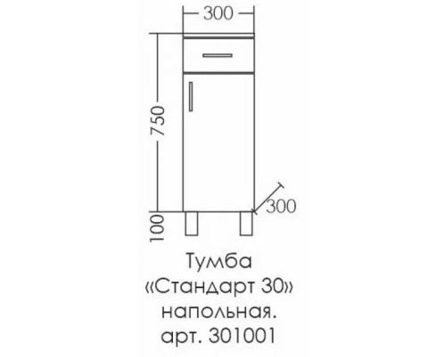 Тумба белый глянец 30 см Санта Стандарт 301001