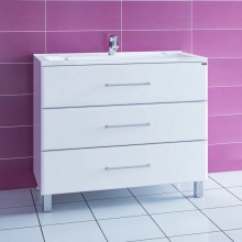 Тумба с раковиной белый глянец 99 см Санта Омега 207017 + ELEN100