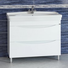 Тумба с раковиной белый глянец 106,5 см Санта Сатурн 700200 + Modeph105