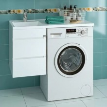 Тумба с раковиной белый глянец 100 см Санта Марс 227004 + 900106N + 900122