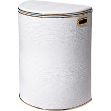 Корзина для белья Geralis KWG-O CROCO белая, кант золото, полукруглая